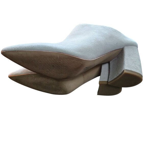 Marc Fisher Ragni Gray Suede Block Heel Designer Mules Minimalist Size 6.5M - Picture 6 of 9